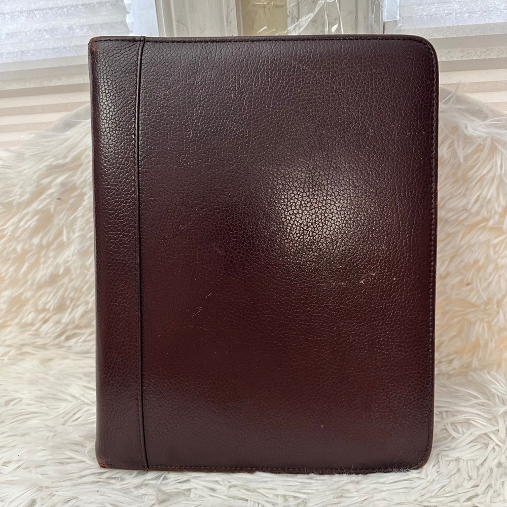 Franklin Quest Vintage Reddish Brown Leather Large 7- Ring Planner Organizer